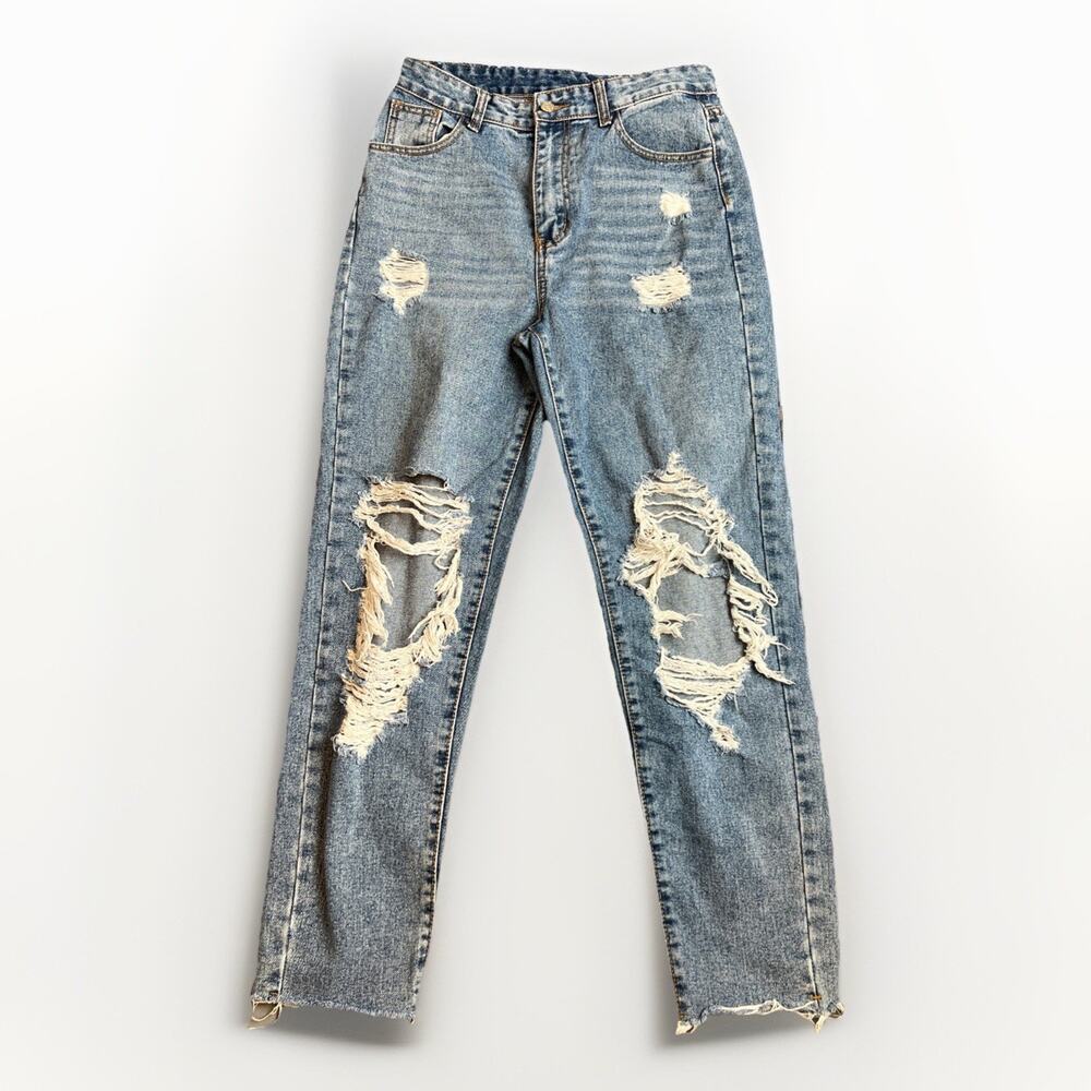 SHEIN Ripped Cut Out Straight Leg Jeans Size 38 - 6 M